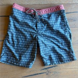 Katin Navy and Coral Striped Board Shorts